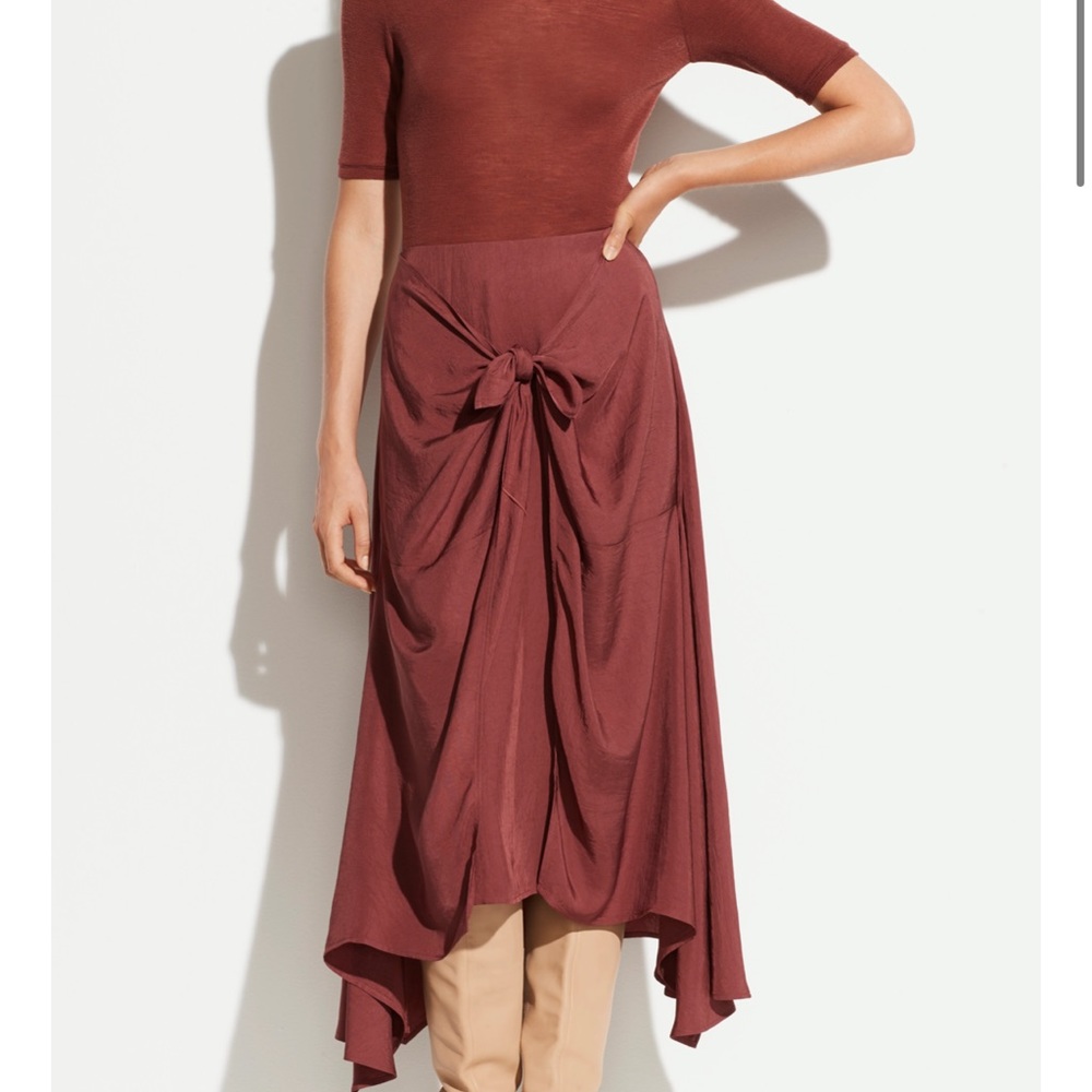 NWT VINCE 4 (0-2) MIDI Skirt Smooth Satin All Seasons